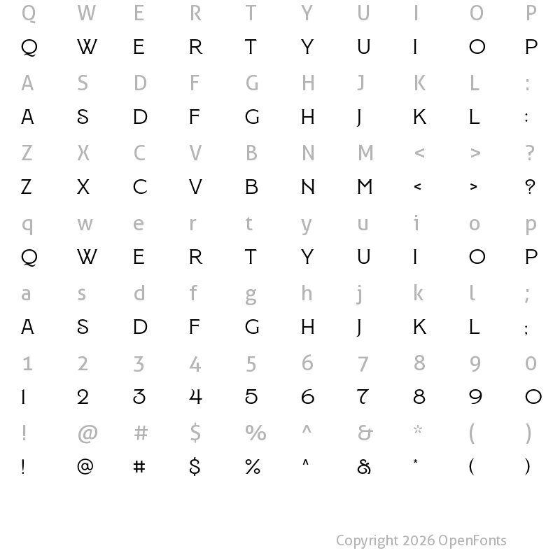 Character Map of Montecatini Pro Ampio Medium