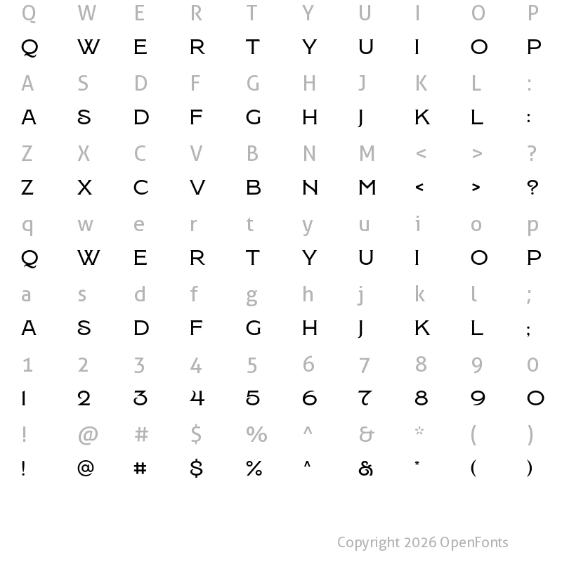 Character Map of Montecatini Pro Largo SemiBold