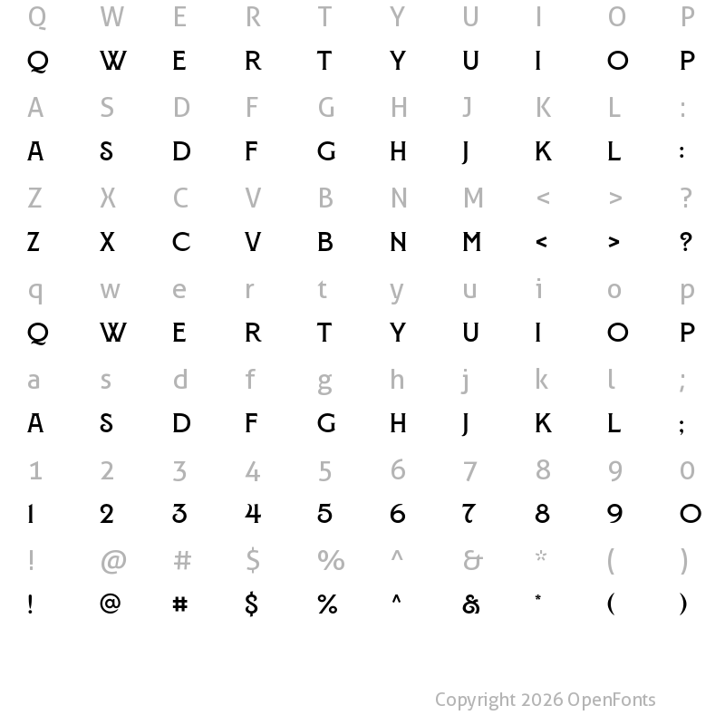 Character Map of Montecatini Pro Normale Bold