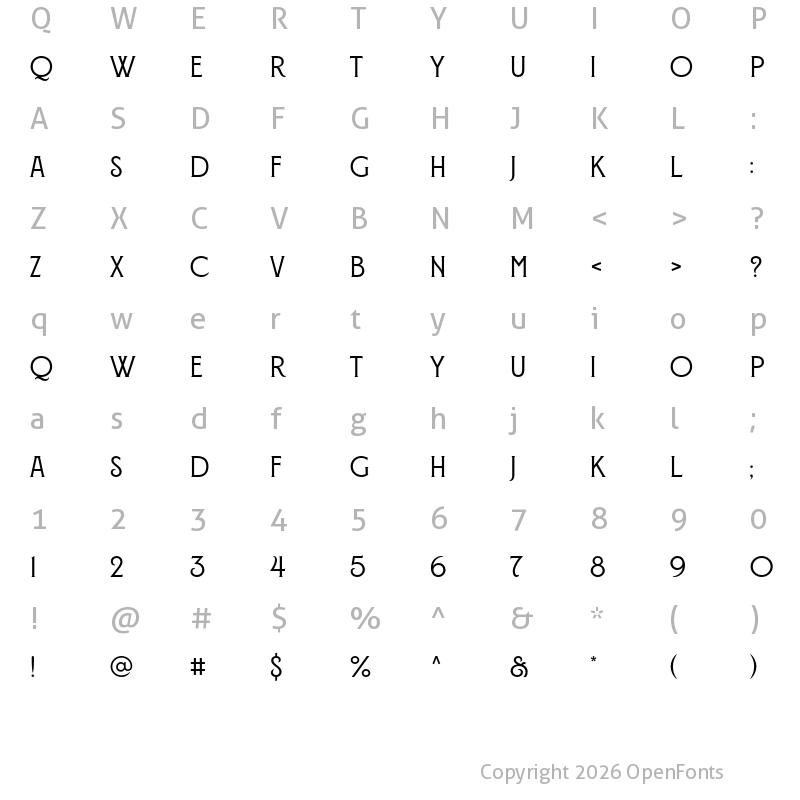 Character Map of Montecatini Pro Stretto Medium