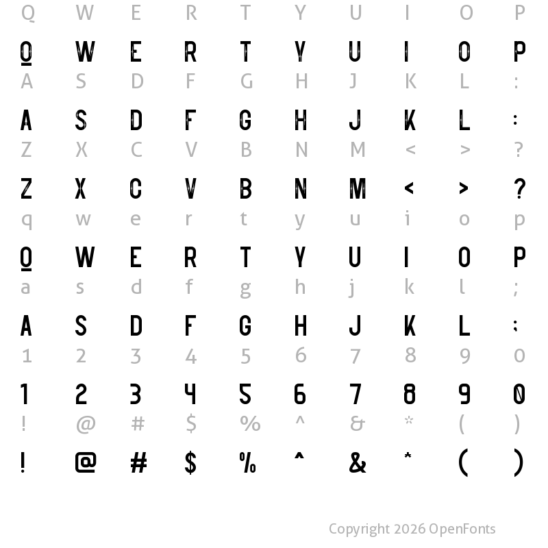 Character Map of Montelgo Sans Serif Regular