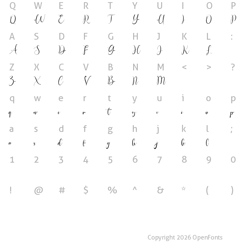 Character Map of Montessa Regular