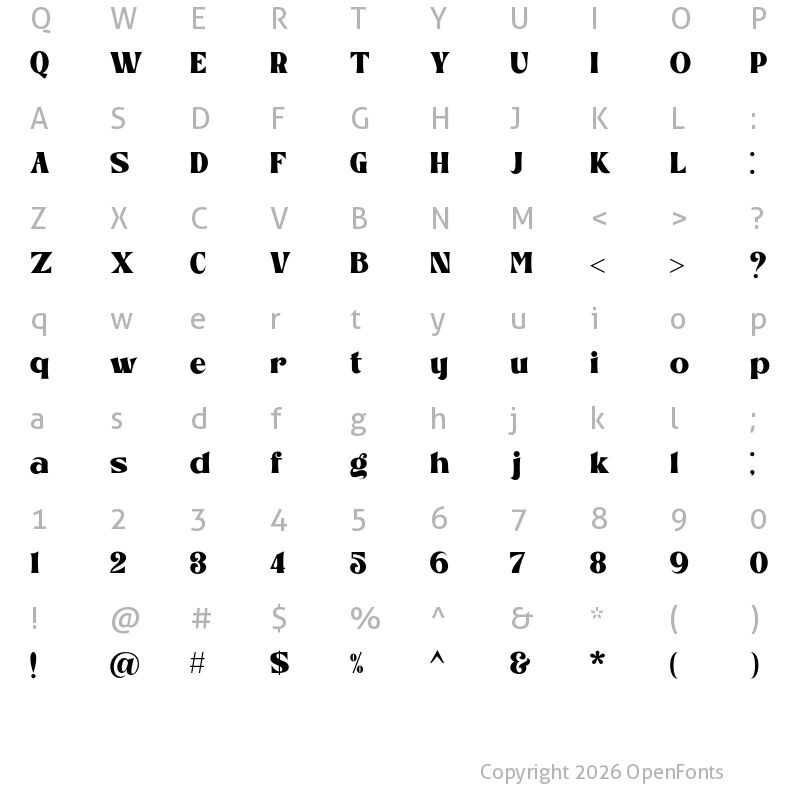 Character Map of Monteya Regular