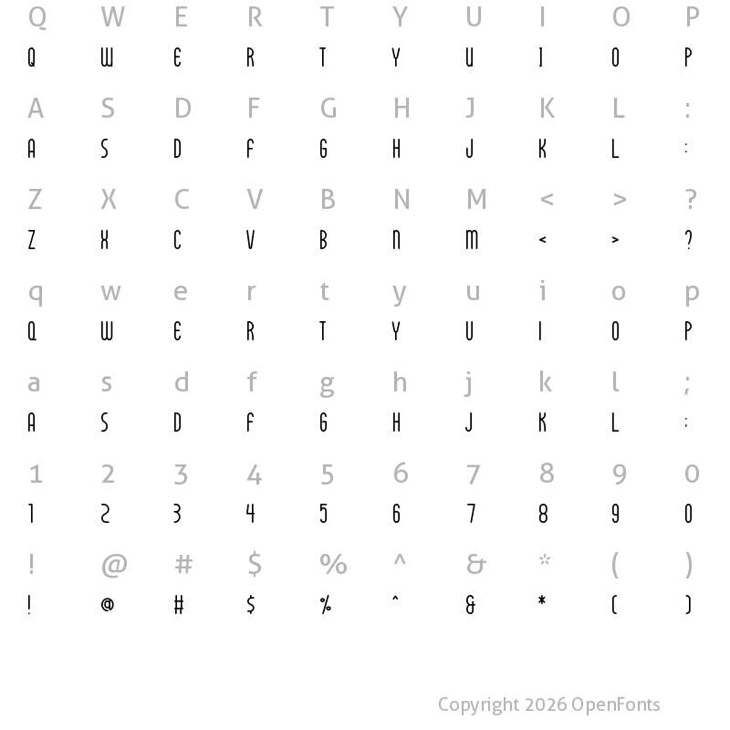 Character Map of Monthena Regular