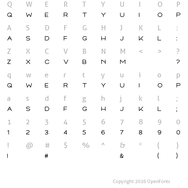 Character Map of Montrelo Regular
