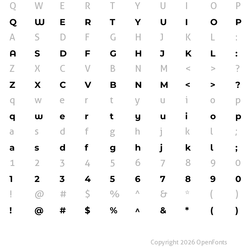 Character Map of Montserrat Ace Bold
