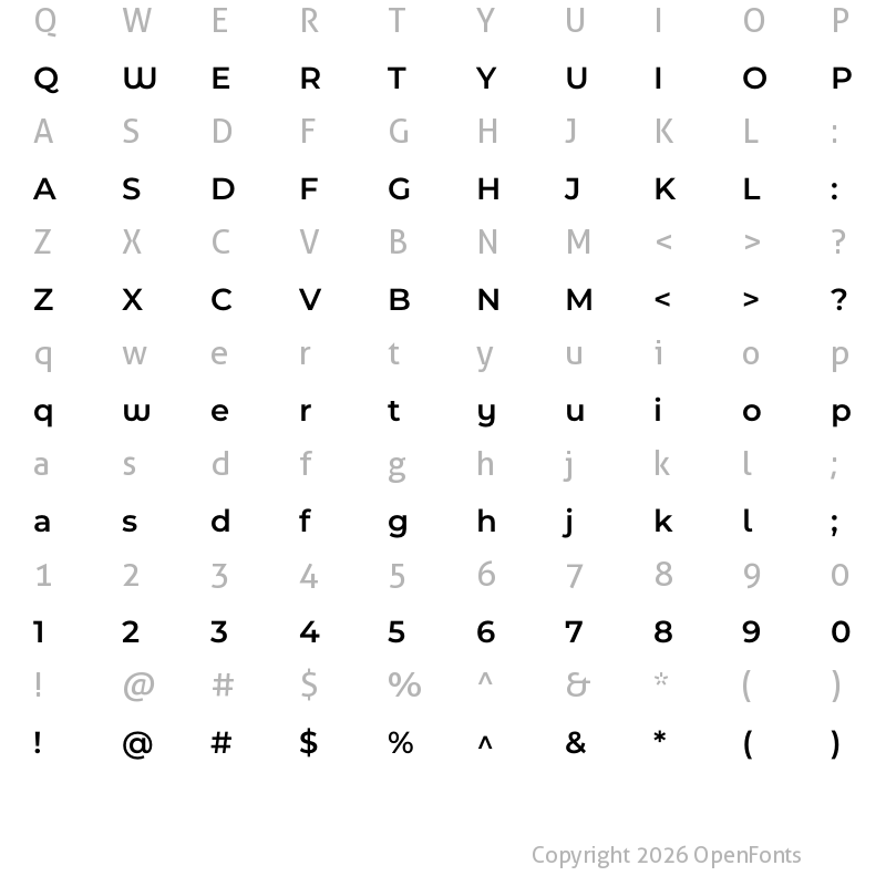 Character Map of Montserrat Ace SemiBold