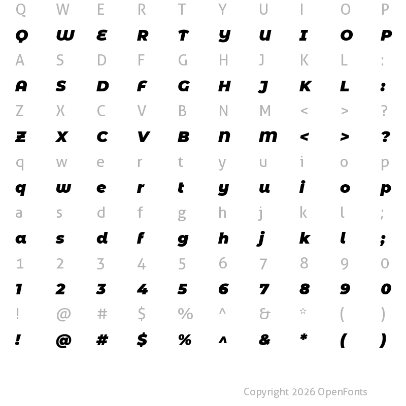 Character Map of Montserrat Alternates Black Italic