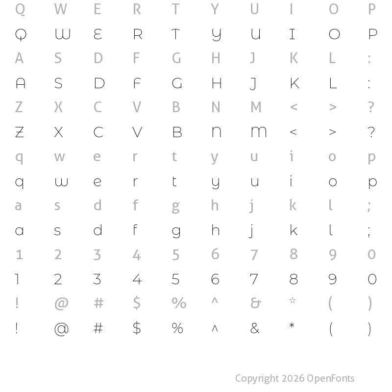 Character Map of Montserrat Alternates ExtraLight
