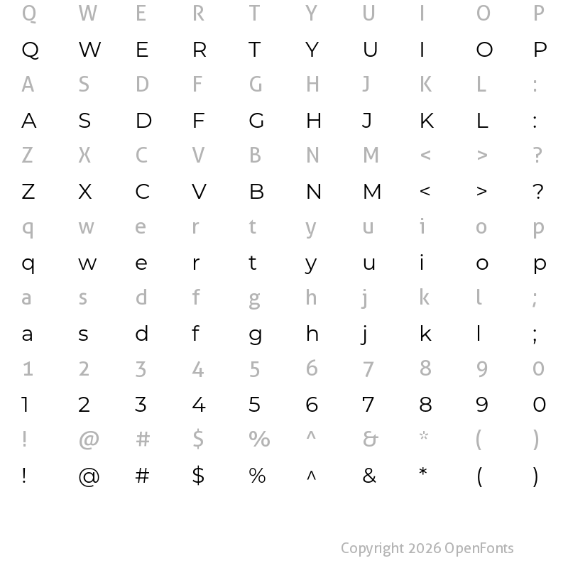 Character Map of Montserrat Regular