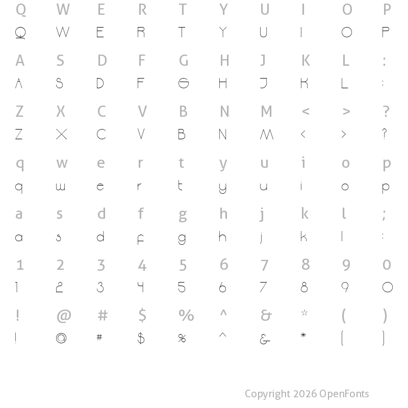 Character Map of Moodyrock Regular