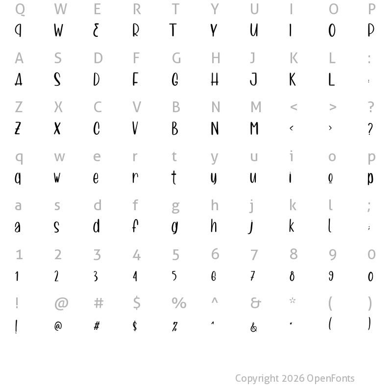 Character Map of Moon Freze Regular