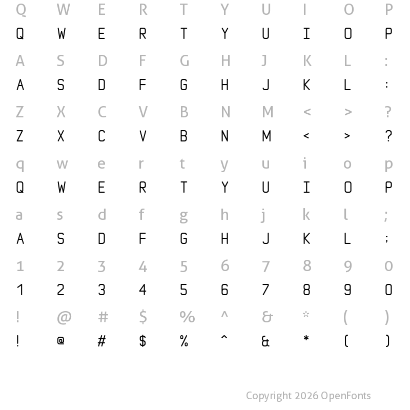 Character Map of MoonGloss Display Medium Medium