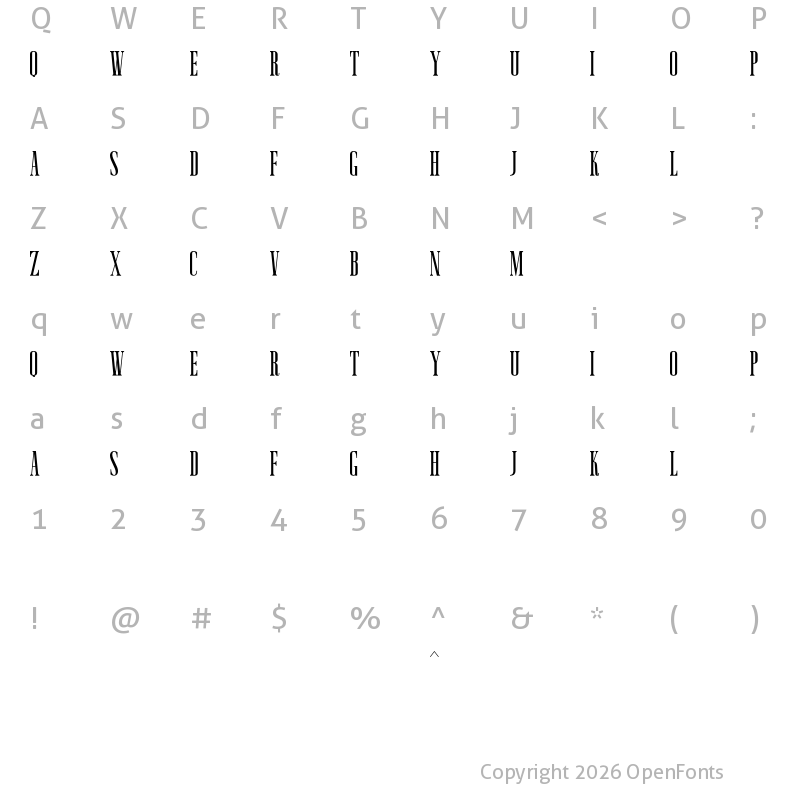 Character Map of Moonscape Demo Regular