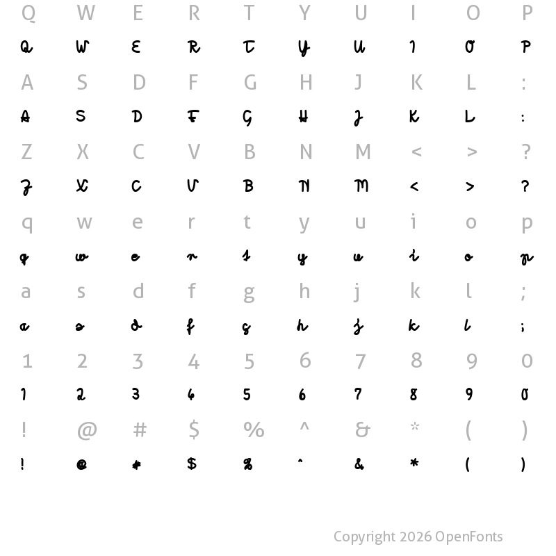 Character Map of Morado Marker Regular
