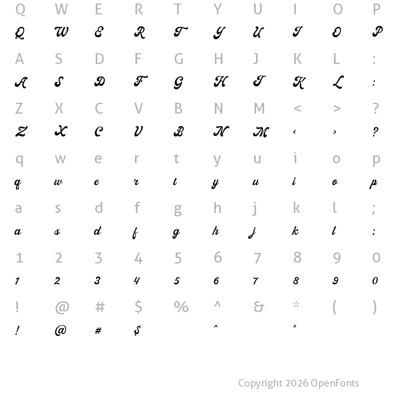 Character Map of Moraline Script DEMO Regular