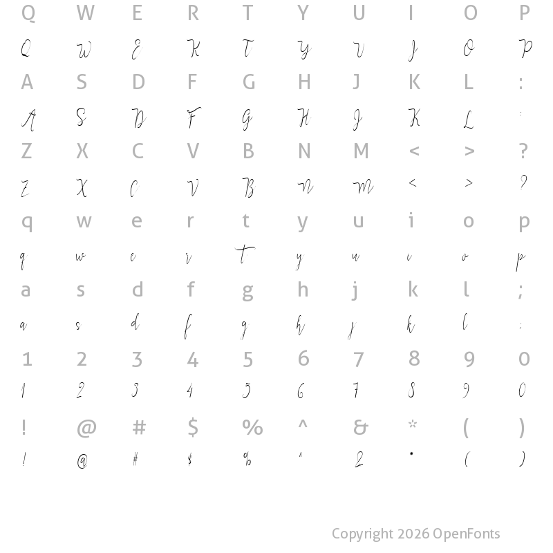 Character Map of Morelinia Regular