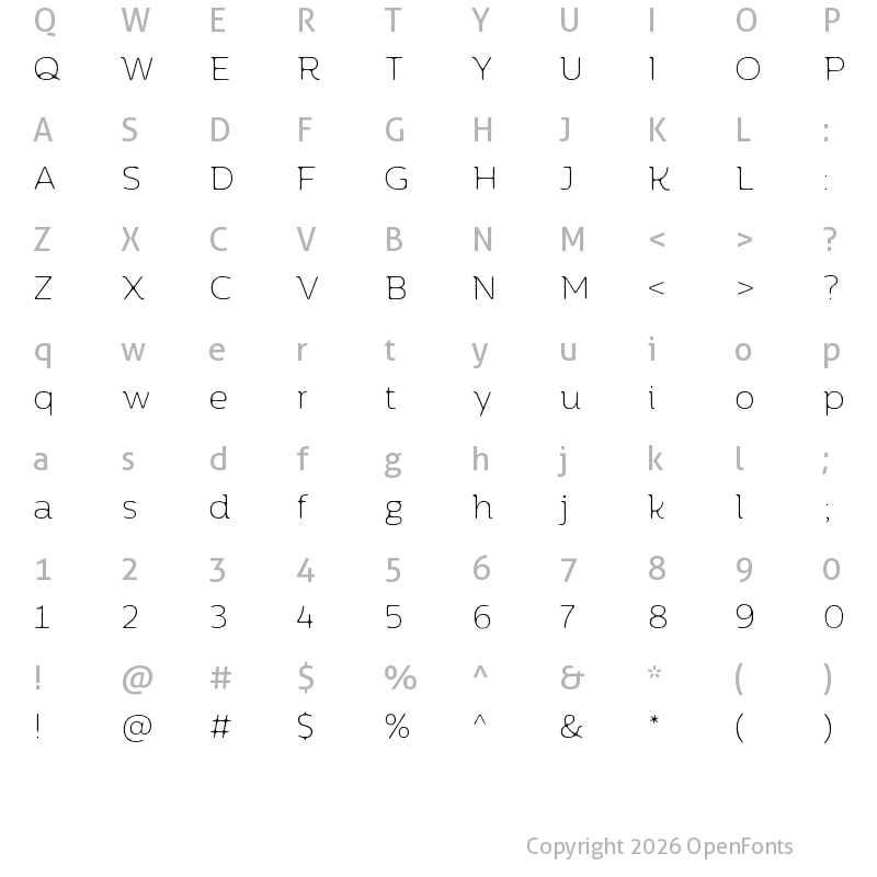 Character Map of Moreno Rust Two XThin