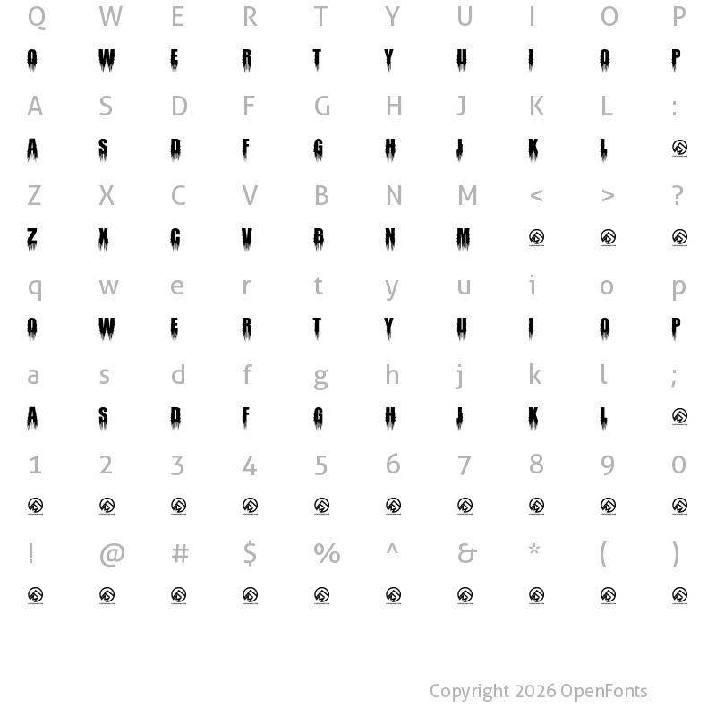 Character Map of Mortem Throne Regular
