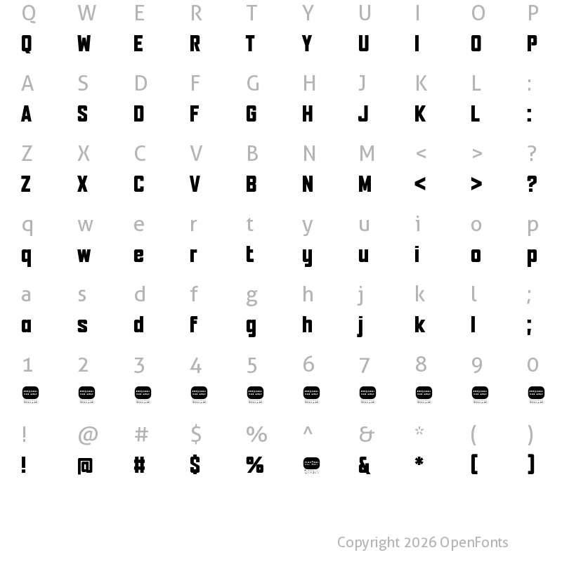 Character Map of Mosa Regular