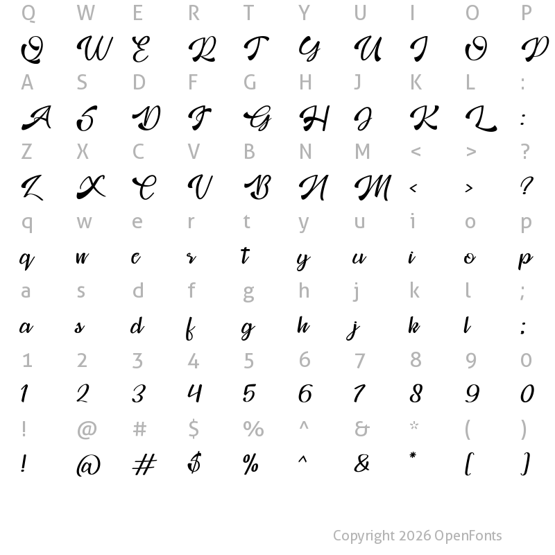 Character Map of Mosgrade Personal Use Regular