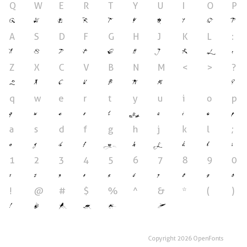 Character Map of Mosquito Italic