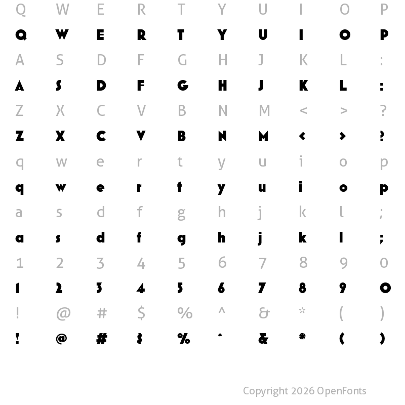 Character Map of Mostra Nuova Heavy