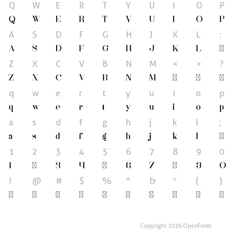 Character Map of Mother Demo Regular