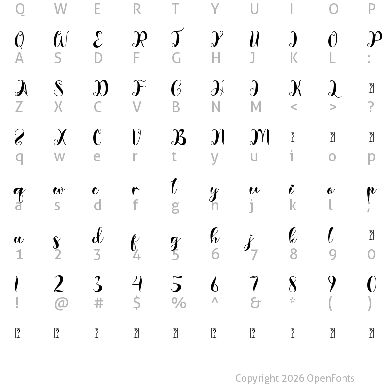 Character Map of Mother Spring Regular