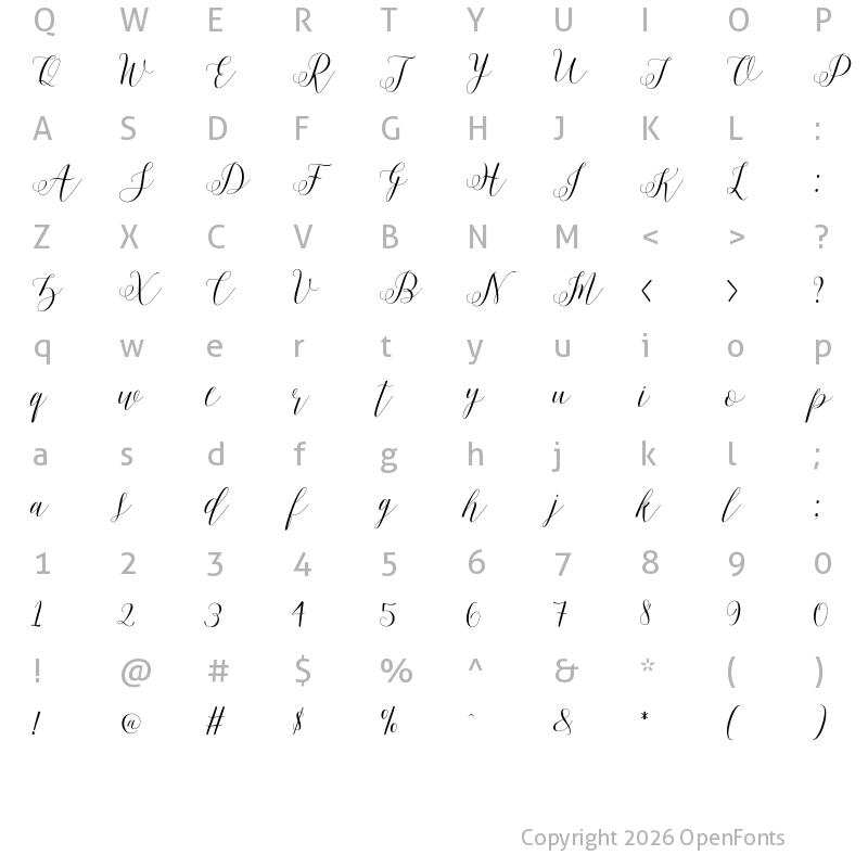 Character Map of Motisan Script Regular