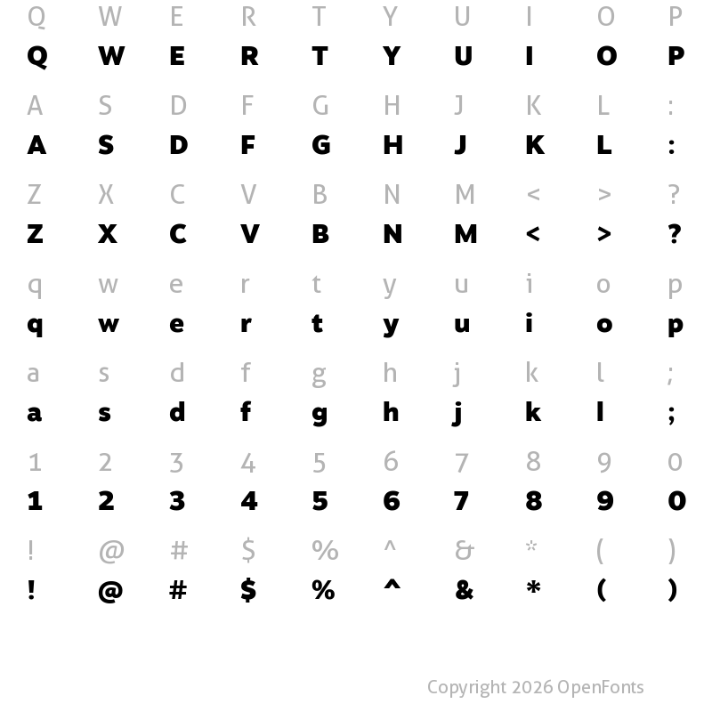 Character Map of Motiva Sans Black