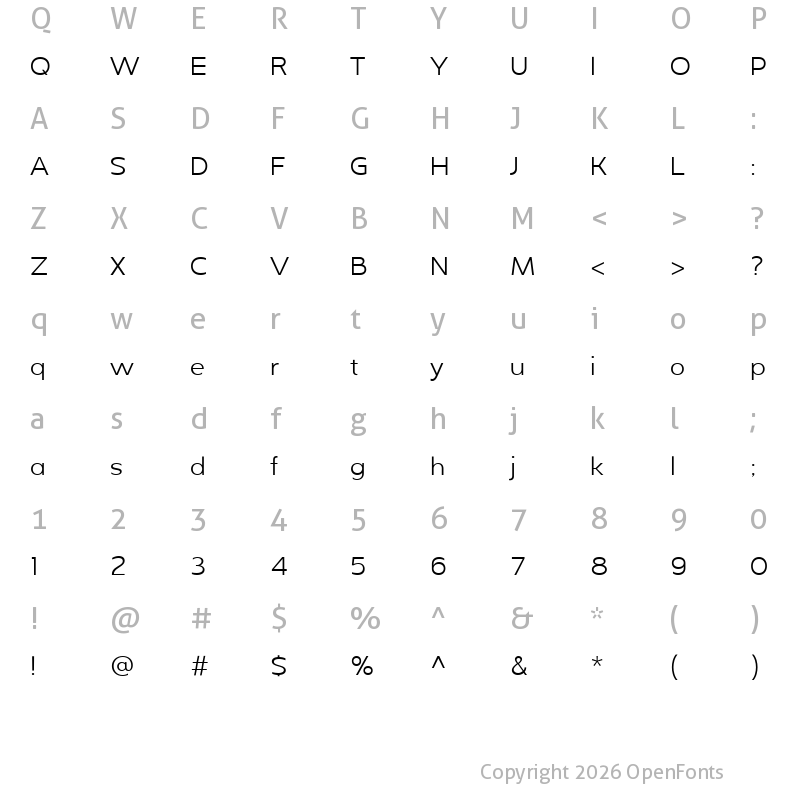 Character Map of Moula Light