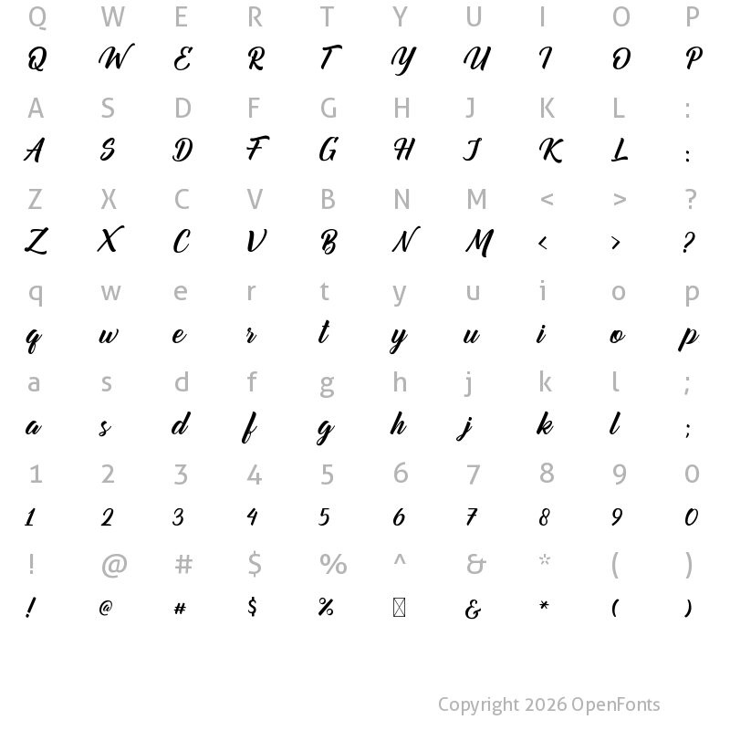 Character Map of Mountain Bridge Regular