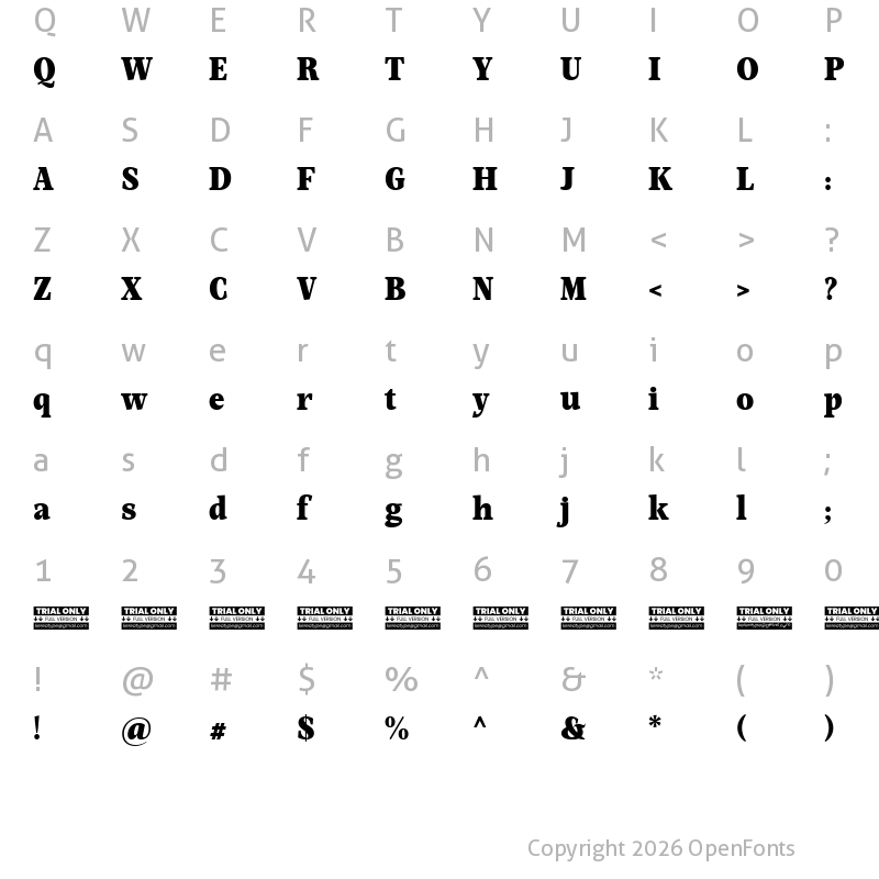 Character Map of Mountella Trial Black