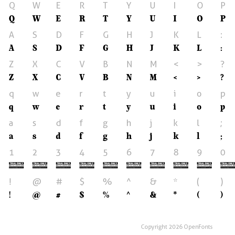 Character Map of Mountella Trial Extra Bold