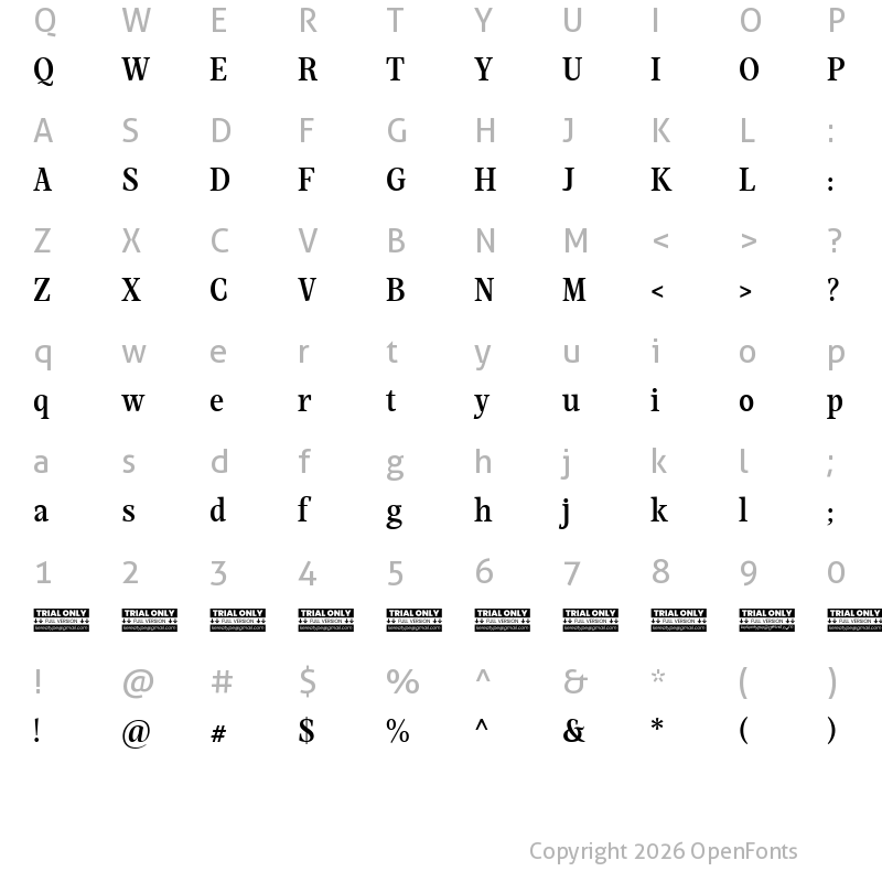 Character Map of Mountella Trial Medium