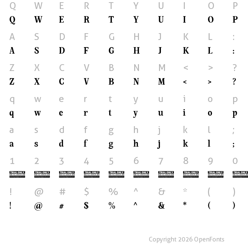 Character Map of Mountella Trial Semi Bold