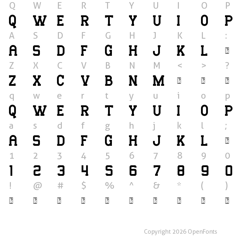 Character Map of Mousony - Personal Use Regular