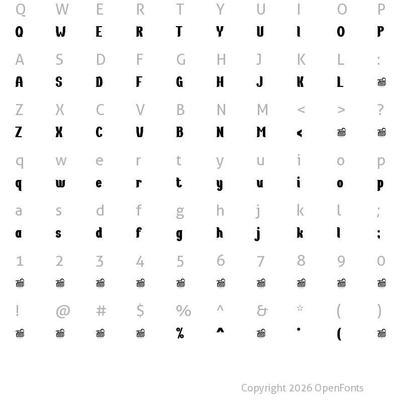 Character Map of Moveri personaluse Bold
