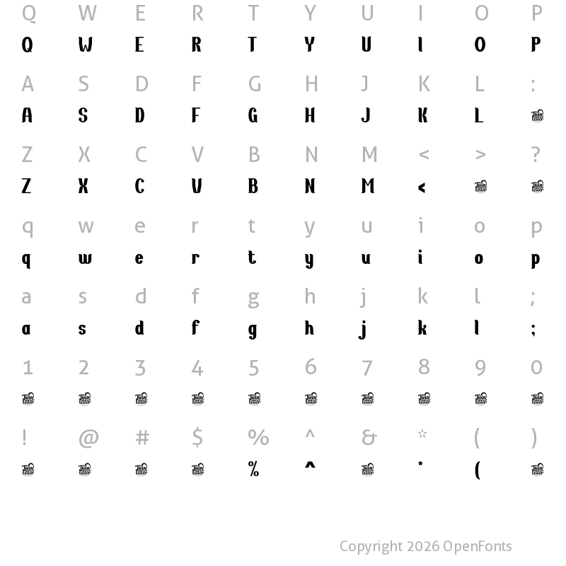 Character Map of Moveri personaluse Regular
