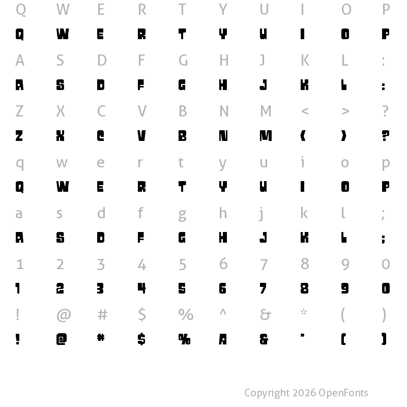 Character Map of Movie Monster Expanded Regular