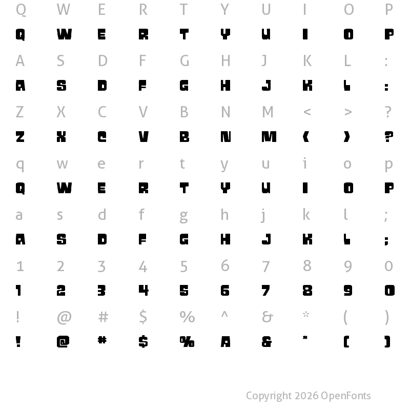 Character Map of Movie Monster Wide Regular