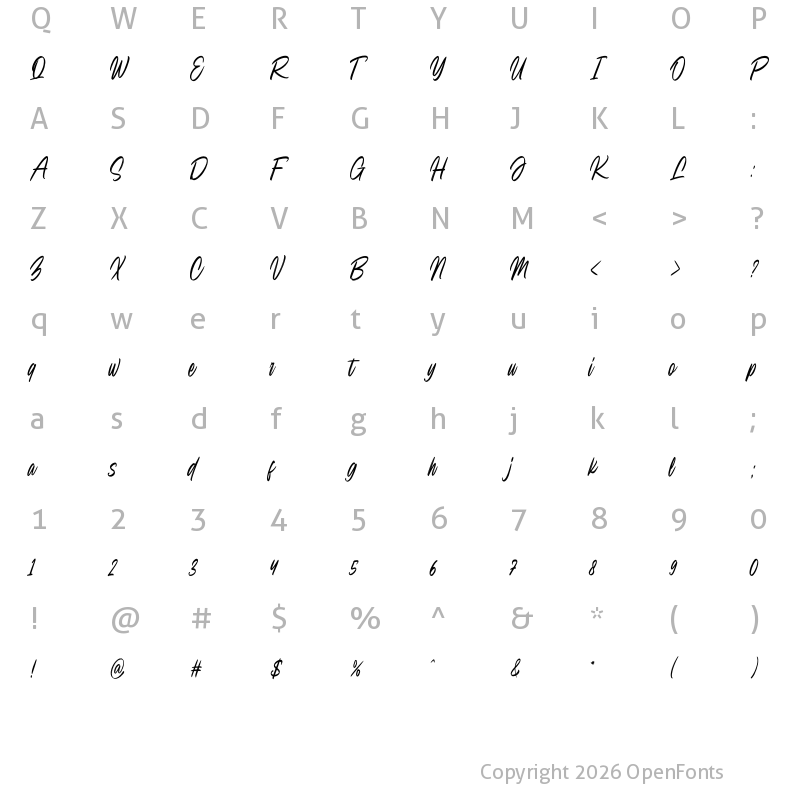 Character Map of Moving Sunday Regular