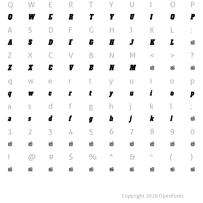 Character Map of MREYBOLL MREYBOLL Slab Slant