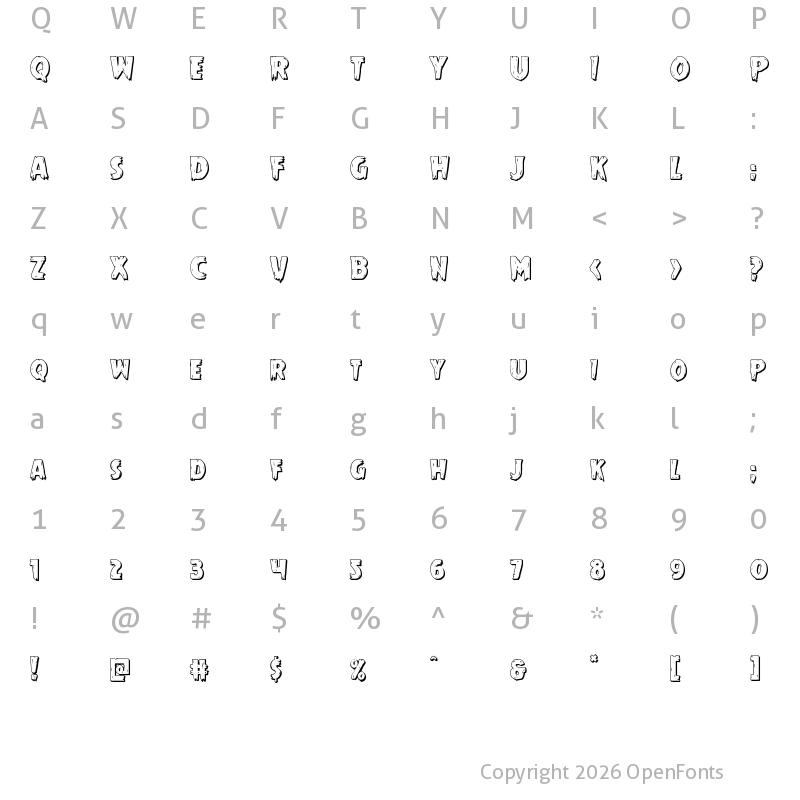 Character Map of Mrs. Monster 3D Regular