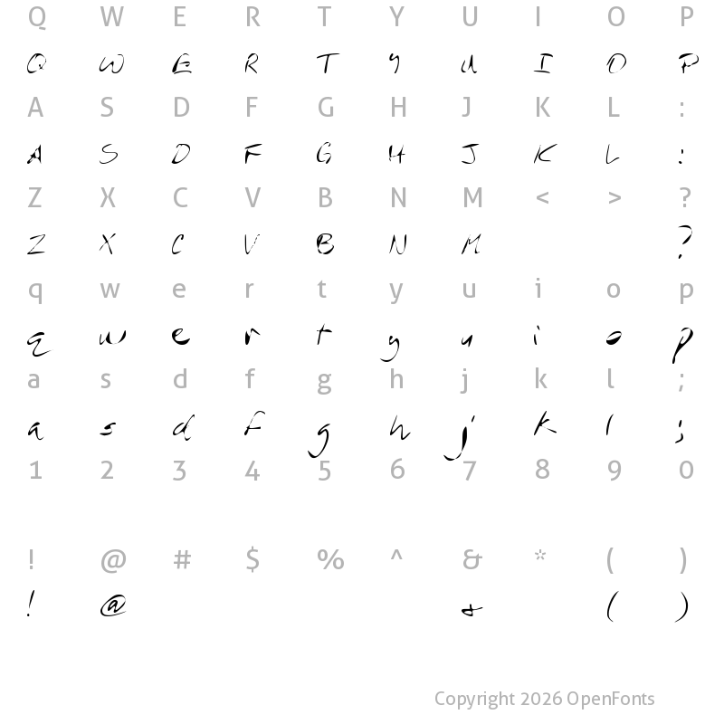 Character Map of MTF Rever Regular