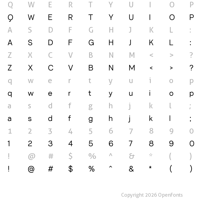 Character Map of MTVGravityGrotesk Light