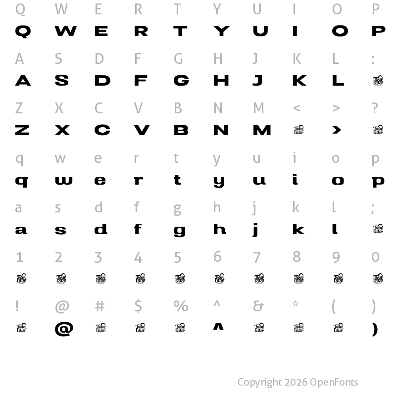 Character Map of Mugio Personal Use Bold
