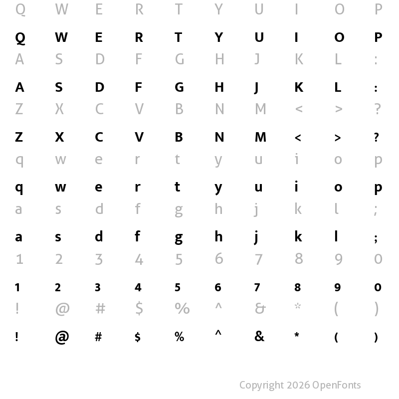 Character Map of Mukta Malar Bold