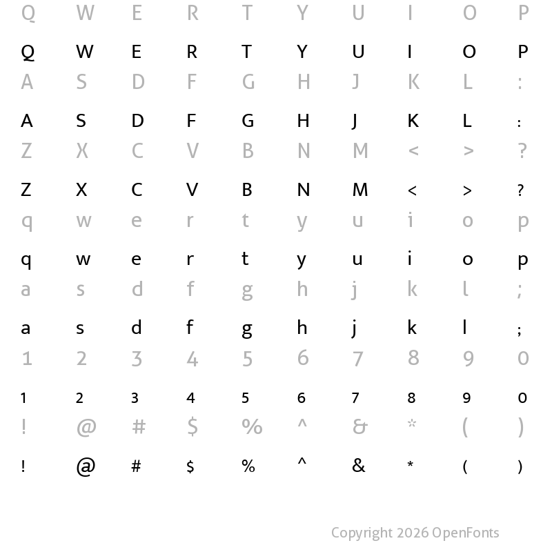 Character Map of Mukta Malar Regular